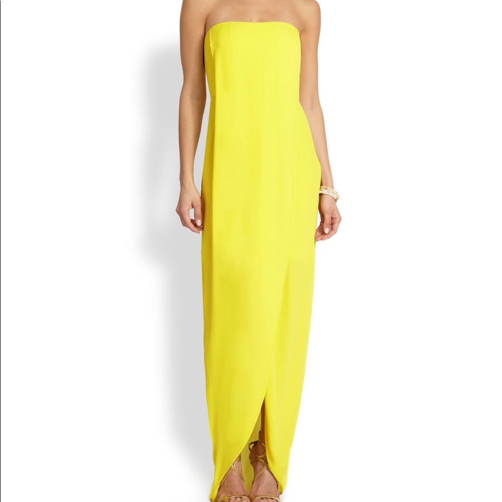 BCBGMaxAzria Strapless Yellow Dress